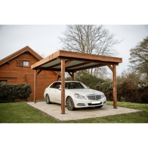 Carport en bois avec couverture acier galvanisé 17.5m²