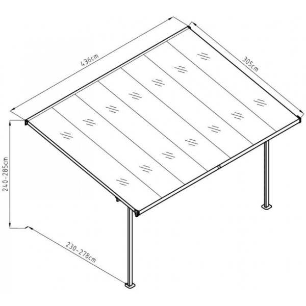 Toit de terrasse ajustable en aluminium laqué blanc 3,05×4,36m X-METAL