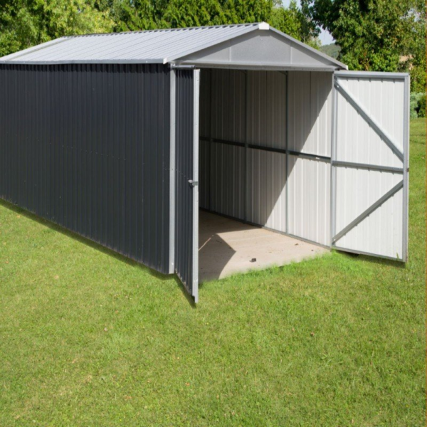 Garage Métal YARDMASTER Anthracite 19,07 m² avec Kit d’Ancrage Inclus