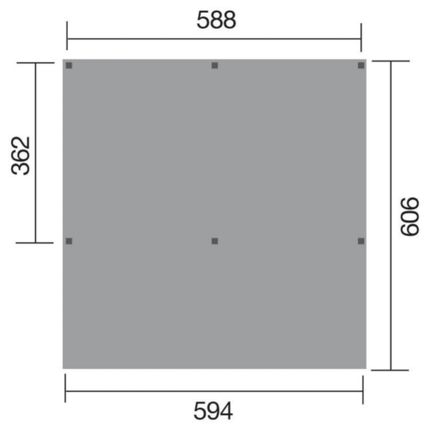 Carport Double WEKA Modèle Y 612 de dimensions 594 x 606 cm