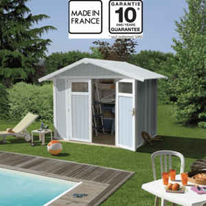 Abri de Jardin PVC 4,9m² UTILITY Blanc/Gris Bleu Grosfillex